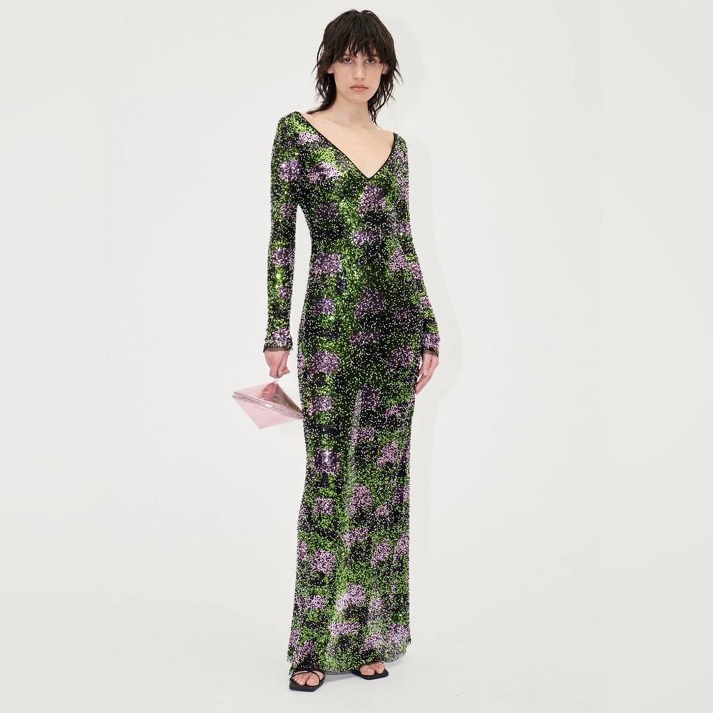 NWT Stine Goya Allie Multicolor Beads Sequin Gorgeous Dress Gown Size XS (2-4)